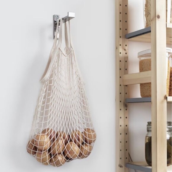Mesh Bag Set 2 Ikea Natural Fiber Net Cotton Fabric Fruit Storage Organizer mq - Picture 5 of 6